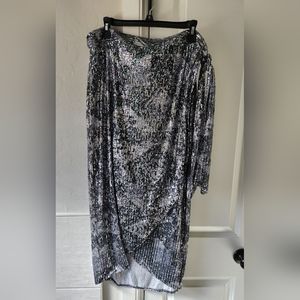 Tasha Polizzi Metallic Sequin Midi Skirt